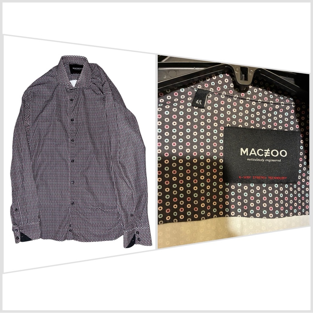 Maceoo Einstein Eins Lolli Black L/S Collared Button Shirt Sz L Abstract Dotted